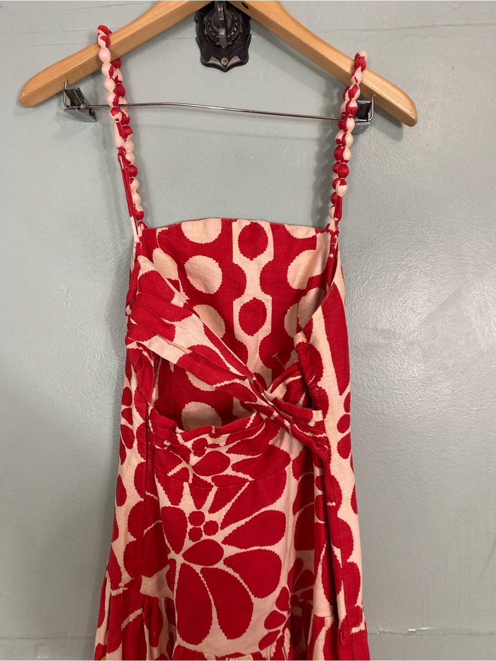 Farm Rio Palermo Linen Midi Dress Red Sundress Floral Size Medium - Picture 7 of 11